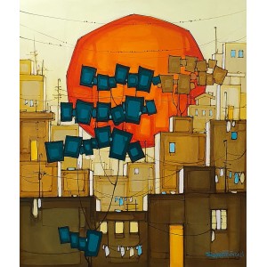 Salman Farooqi, 30 x 36 Inch, Acrylic on Canvas, Cityscape Painting, AC-SF-431